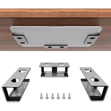 Imagem de IFCASE Suporte para laptop embaixo da mesa, suporte de prateleira de metal para laptop, Mac mini, MacBook, teclado com silicone antiarranhões (prata)
