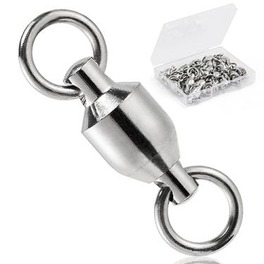 Imagem de Dr.Fish Pacote com 20 anéis sólidos para pesca com rolamento de esferas, anéis sólidos terminais de pesca com giro de barril de água salgada para surfe, pesca e pesca de atum, alabote