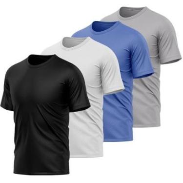 Imagem de Kit 4 Camisetas Masculina Dry Manga Curta Proteção UV Slim Fit Básica Academia Treino Fitness-Masculino