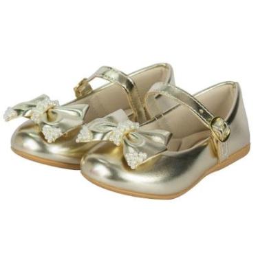 Imagem de Sapatilhas Infantil Bailarina Menina Dourada Laço Perolado 2019-Feminino