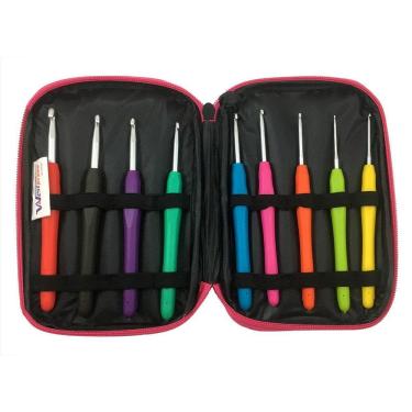 Imagem de Estojo Suporte Agulhas Para Crochê Cabo Soft - 9 Agulhas