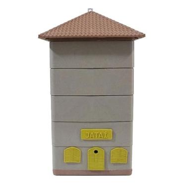 Imagem de Caixa de Abelhas INPA 5 Módulos 12x12 Com Suporte em Alumínio e Isopor (Bege)