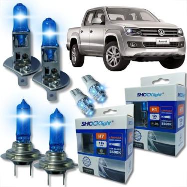 Imagem de Kit lâmpada shocklight super branca farol alto baixo e lanterna h1 h7 