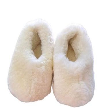 Imagem de Pantufas Pele Ovina Lã (Cordeiro) Natural - Armazém De Couros & Peles,