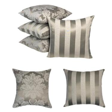Imagem de Kit 4 Capas de almofada Jacquard Medalhão/Listrado 45 X 45 - MUMUDECOR