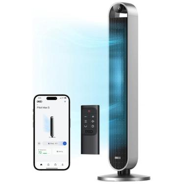 Imagem de Ventilador de Torre com 12 Velocidades, Controle Remoto e Tela LED, 110V 36W, DREO Pilot Max S DR HTF004, Prateado