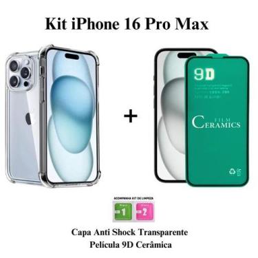 Imagem de Kit Capa Capinha Anti Impacto + Pelicula de Cerâmica Para Iphone 16 Pr
