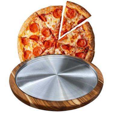 Imagem de Suporte Bandeja Com Forma De Alumínio 40Cm Para Cortar E Servir Pizza 