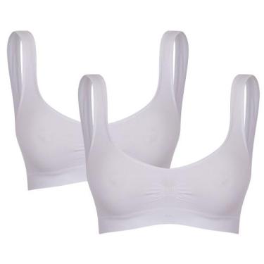 Imagem de Kit Com 2 Top Liso Básico Sem Bojo E Sem Costura Feminino Adulto Trifi