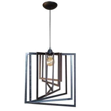 Imagem de Luminária Pendente Teto Sala Cozinha Moderno Quadrado Preto - Caroá, B