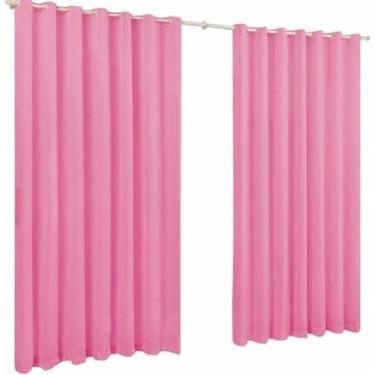 Imagem de Cortina De Microfibra 3,00X2,80 Rosa Ilhós Cromado - Confecções evange