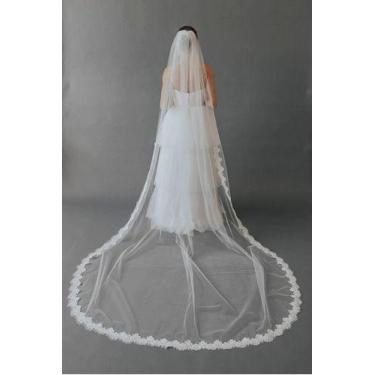 Imagem de Véu De Noiva Tule Bordado Casamento Longo 500 Cm Barato 5 Mt - anjo da