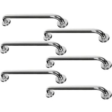 Imagem de Barra Alça Apoio 50cm Aço Inox Kit 6 Uni Idoso Gestante Cadeirante Ace