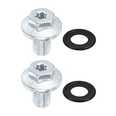 Imagem de X AUTOHAUX 2 peças M12x1,75 parafuso de aço para dreno de óleo do motor para Chevrolet Silverado 1500 2500 3500 HD Malibu S10 Monte Carlo prateado