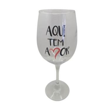 Imagem de Taça Frase Tem Amor Namorados Personalizada Vinho 490ml - META ATACADO