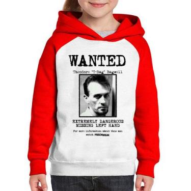 Imagem de Moletom Infantil Wanted T-Bag - Foca na Moda, Branco, Vermelho, 14