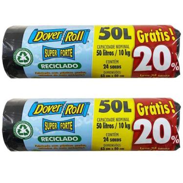 Imagem de Kit com 2 Sacos Para Lixo Super Forte Reciclado 50L 20un + 20% - Dover