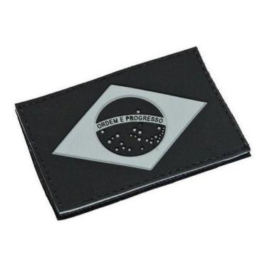 Imagem de Patch Emborrachado 3d Bandeira Brasil Preto E Branco 55x80mm - Tem Tud