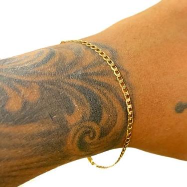 Imagem de Pulseira Masculina Grumet 3mm Fininha Bracelete Banhada Ouro - Azmar S