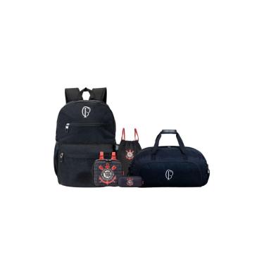 Imagem de Kit Mochila Costa+Estojo T+Lancheira+Saco+Sacola Corinthians