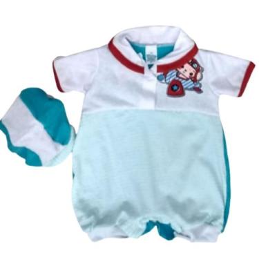 Imagem de Macacão de calor verão bebê menino com bonezinho - Duda Shop