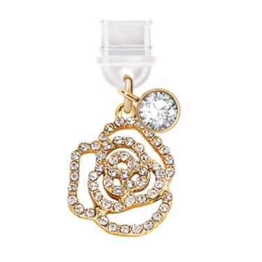 Imagem de ELISE & FONDA TP509 Tipo-C porta de carregamento antipoeira plugue cristal rosa amor celular charme para iPhone 15/16/Samsung/OnePlus/Xiaomi/oppo telefones Android (ouro), approx. 1.6 cm (L) x 0.35 cm