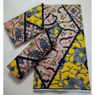 Imagem de Tecido Africano Cera Real Estampa Dourada Soft Pagne Ankara Material de Algodão Prata Nigeriana Gana para Festa de Casamento Vestido para Costurar (Como na imagem-04)