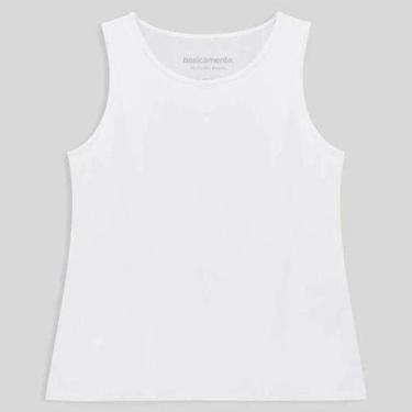 Imagem de Blusa Regata Cropped Feminina Basicamente Ref. 111904, Branco, XGG