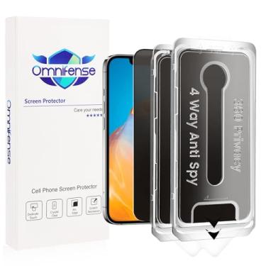 Imagem de Omnifense Protetor de tela de privacidade 360 para iPhone 11 Pro Max/Xs Max, pacote com 2, [alinhamento automático livre de poeira] Cobertura total fácil de instalar vidro temperado antiespião de 4