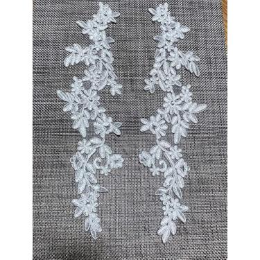 Imagem de #116 branco, dois pares (4 peças) apliques bordados, apliques de renda, vestido de casamento faça você mesmo, roupas artesanais, jeans, jaquetas, bolsas, decoração de véu
