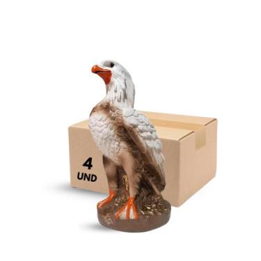 Imagem de Kit 4 Águia Gavião Falcão Espanta Pombos Passáros Branco Envernizado -