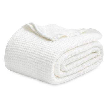 Imagem de Manta Bedsure Twin XL 100% Algodão - Trama Waffle Branca
