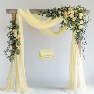 Imagem de Arco de Casamento Wokceer Bege em Tecido Drapeado - 8,7m x 6m