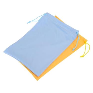 Imagem de YOKIVE 2 bolsas para óculos de esqui, capa esportiva de microfibra para óculos de neve, capas de armazenamento, bolsas de cordão para lentes de óculos de sol (amarelo azul claro, 18 cm x 27 cm)