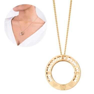 Imagem de Colar Lindo Abençoada Por Deus Rommanel Banhado Ouro 18k Elegância E F