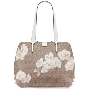 Imagem de Calvin Klein Bolsa Audrey com compartimento triplo, Estampa floral de amêndoa, One Size