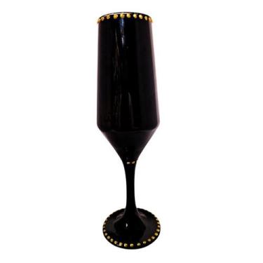 Imagem de Taça Cálice Negro e Dourado Luxo Buffet 190ml  Vidro - Nadir