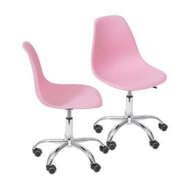 Imagem de Kit 2 Cadeiras Boxbit Dkr Eames Base Em Rodízio Rosa
