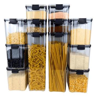 Imagem de Potes Herméticos Porta Mantimentos Kit 12 Organizador Alimentos Armári