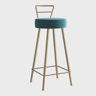 Imagem de Banqueta Alta Com Encosto Tina Eiffel Cozinha Bar Bistrô Ferro Dourado Suede Azul Turquesa- Ahz Móveis