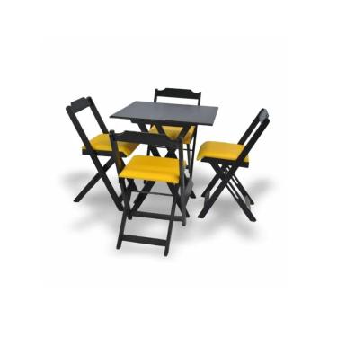 Imagem de Conjunto Dobrável 70X70 Com 4 Cadeiras Estofadas Amarelo