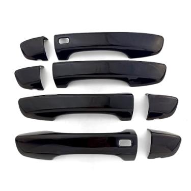 Imagem de Dakitita Acabamento de maçaneta externa preta brilhante para Volkswagen VW Tiguan MK2 2017-2024 Acessórios Decoração (2 furos para chave inteligentes)