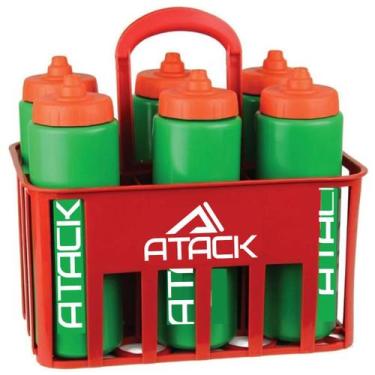 Imagem de Kit Cesta com 6 Squeezes Atack Válvula Automática Esportes Hidratação,