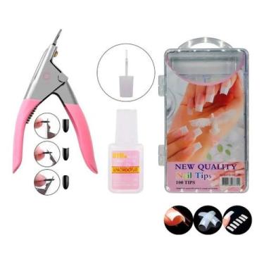 Imagem de  Kit 100 Unhas Tips + Alicate - alfashop