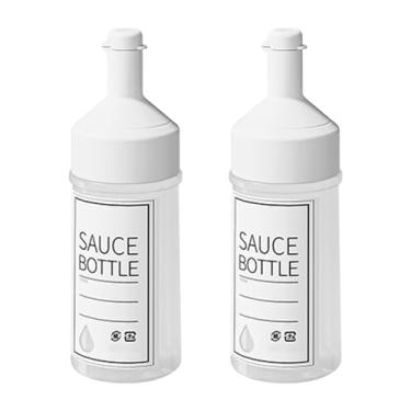 Imagem de DimyFew 2 unidades de frascos para molho, dispensador de condimentos, à prova de vazamento, com escala e etiqueta gravável para xarope de mostarda e catering, 6x6x18.2cm 250ml