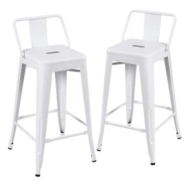 Imagem de Kit 2 Banquetas Médias Iron Tolix Com Encosto 66cm Branco