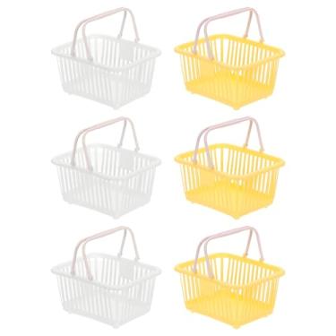 Imagem de PATIKIL 6 peças de cesta pequena de plástico, mini cesta de armazenamento de mercearia pequenas cestas de compras com alças organizador de água filtrada para organizar brinquedos, ovos, frutas