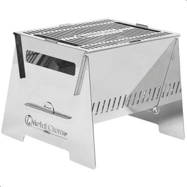 Imagem de Mini Churrasqueira Grill Portatil Camping Inox A Carvão FS - Fassin Sh