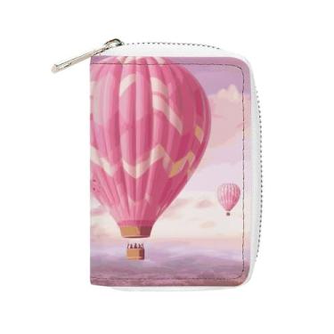 Imagem de NTVOWPZO Carteira masculina com suporte de cartão de crédito macio para cartão de visita, balão de ar quente, estojo para cartão com zíper