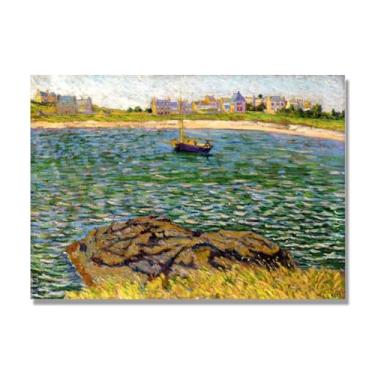 Imagem de NHLDZYH Paul Signac Prints, (Saint-Brac, Le Bechet), reproduções de pinturas famosas, imagem de arte abstrata para sala de estar quarto decoração de casa. Tela de 80 x 112 cm - 31,4 x 44,1 pol